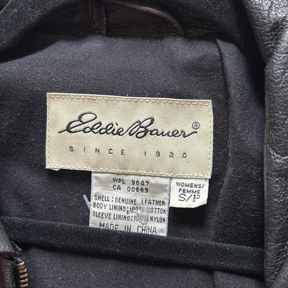 VINTAGE EDDIE BAUER Black Distressed Full Zip Leather Jacket Women’s Small - Picture 4 of 4